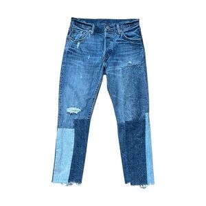 Levi’s 501‎ Jeans Women’s Size 27 Patchwork Raw Hem Slim Straight